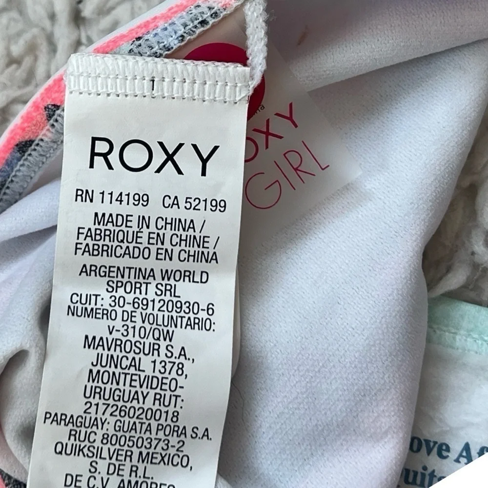 NWT Roxy Girl Little Indy Striped Colorful Bikini Swim Bottoms Size 8 White Pink